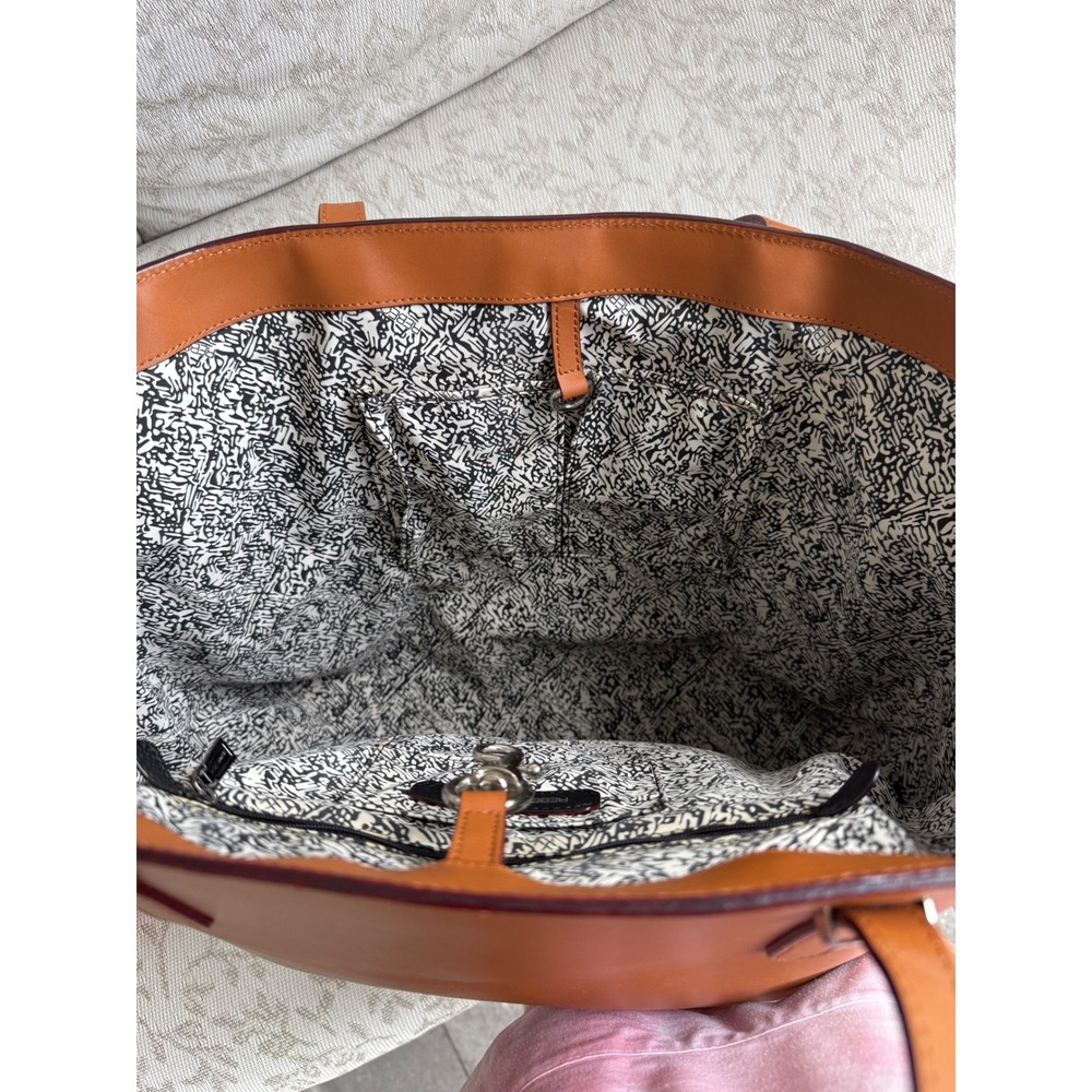 Rebecca Minkoff Cognac Brown Leather Perforated Laser Cut Tote Bag Shoulder Bag - Picture 4 of 13